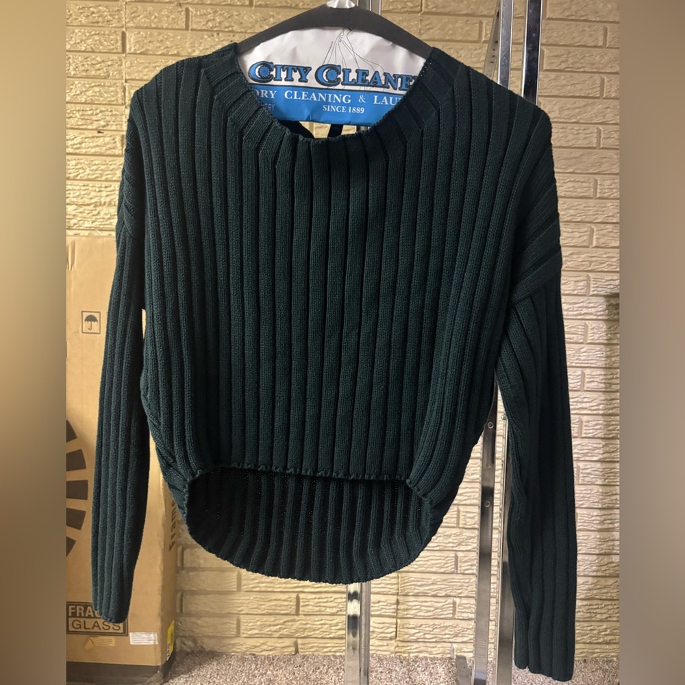 Express cropped Ribbed Sweater - Dark Green